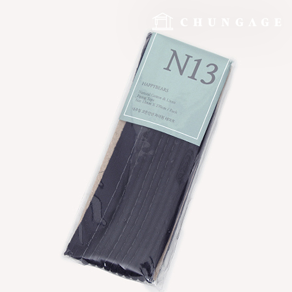 천가게 파이핑 테이프 내추럴 코튼린넨 네이비 76123